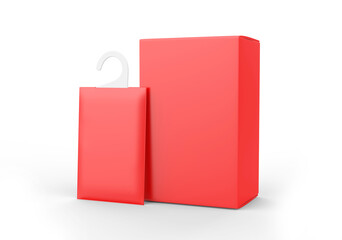 Blank fragrance hanging sachet packet bag for branding mock up, 3d render illustration. - obrazy, fototapety, plakaty