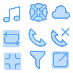 essential icon set with blue style for social media