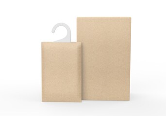 Blank fragrance hanging sachet packet bag for branding mock up, 3d render illustration. - obrazy, fototapety, plakaty