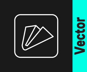 White line Paper airplane icon isolated on black background. Vector
