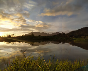 sunset over the lake