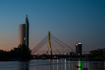 Fototapeta na wymiar Bridge over the river in night
