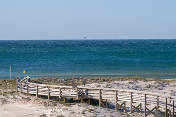 Boardwalk on Protected Sand Dunes at Gulf Shores, Alabama, USA	