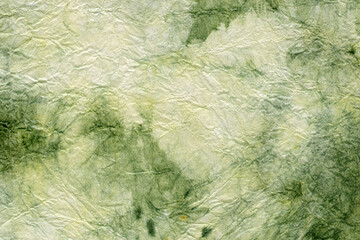 和紙テクスチャー背景(緑色) 緑の水彩模様のような揉染和紙