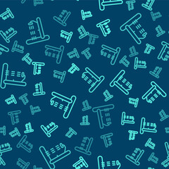 Green line Beach shower icon isolated seamless pattern on blue background. Vector