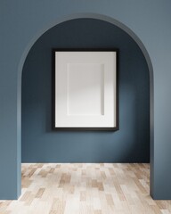 frame hanging on a white living room mockup. Scandinavian interior background. 3D rendering