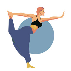 illustration of isolated a girl practising yoga