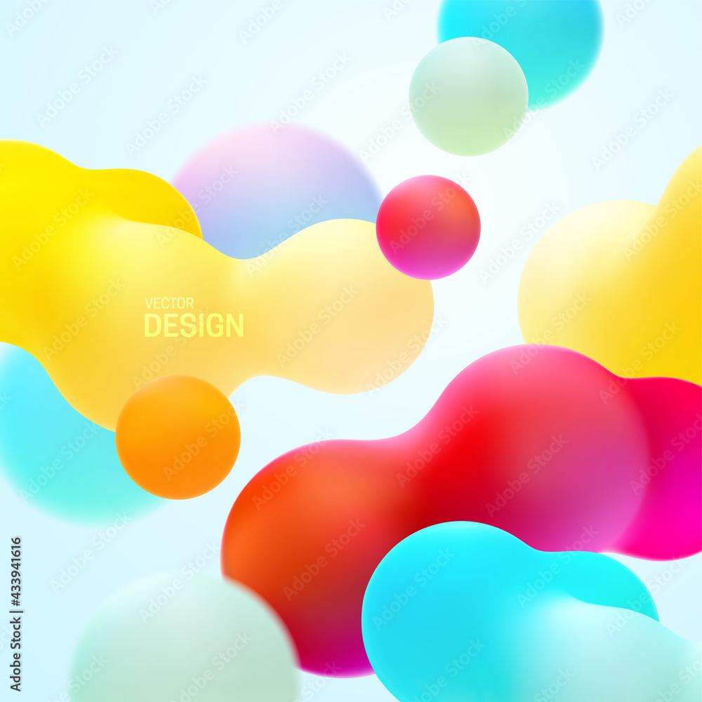 Poster multicolored background with liquid bubble shapes.