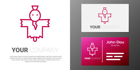 Logotype line Scarecrow icon isolated on white background. Happy Halloween party. Logo design template element. Vector