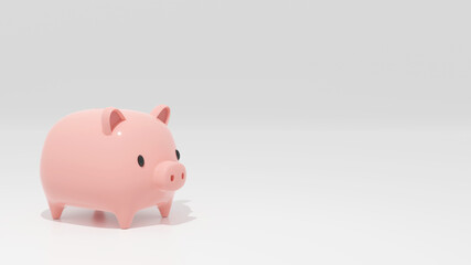 Empty piggy bank toys white background copy space