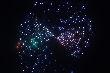 particles wave technology digital Big data glowing light animation 3D rendering