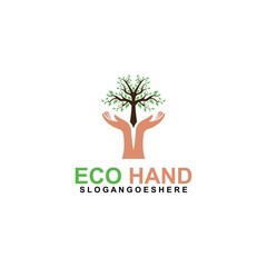 Obraz premium Hand, Tree and Leaf logo Combination. Arm and ecosystem symbol or icon. Unique and Organic