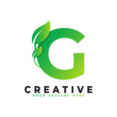 Nature Green Leaf Letter G Logo Design. monogram logo. Green Leaves Alphabet Icon. Usable for Business, Science, Healthcare, Medical and Nature Logos