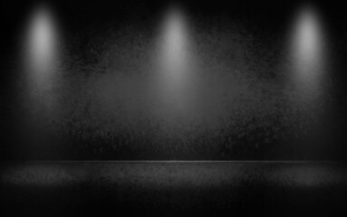 Fototapeta premium abstract dark black and gray empty room studio backdrop wallpaper inside room wall light black and empty space and gradient spotlight floor texture background.