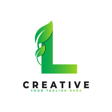 Nature Green Leaf Letter L Logo Design. monogram logo. Green Leaves Alphabet Icon. Usable for Business, Science, Healthcare, Medical and Nature Logos