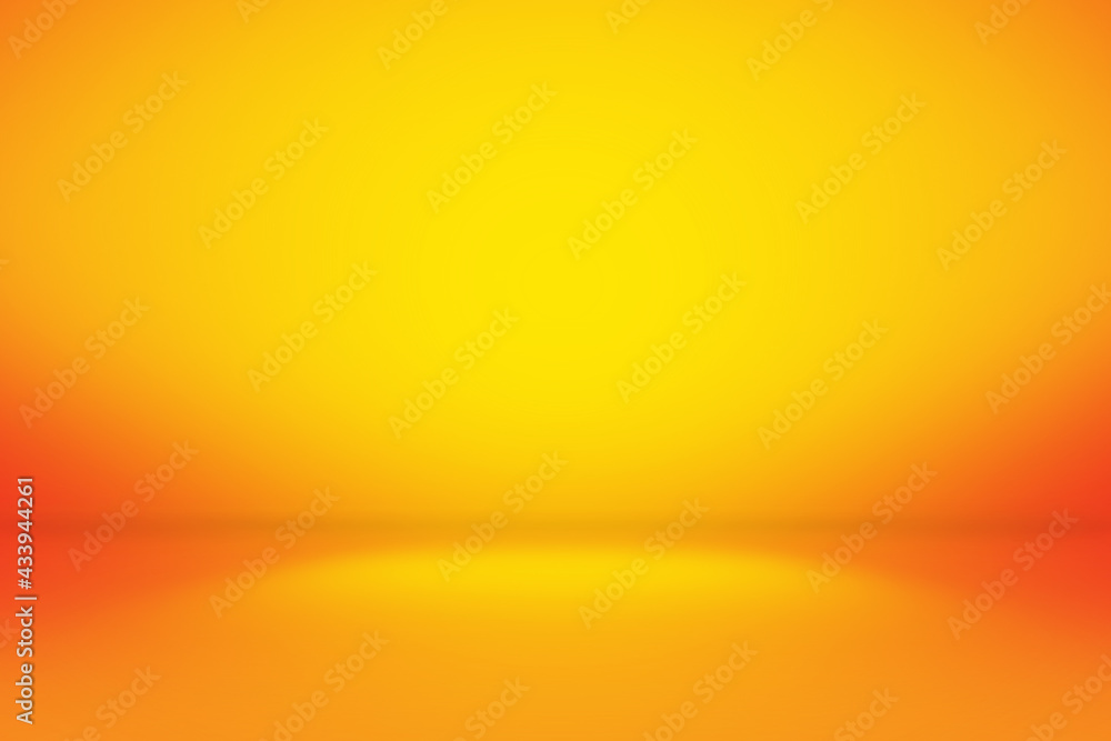 Poster yellow and orange empty room studio gradient used for background design and display your product