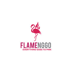 fire flamingo logo design template