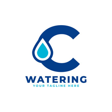 Water Drop Letter C Initial Logo. Usable for Nature and Branding Logos. Flat Vector Logo Design Ideas Template Element