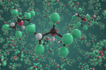 Hexafluoro-2-propanol molecule, ball-and-stick molecular model. Chemical 3d rendering