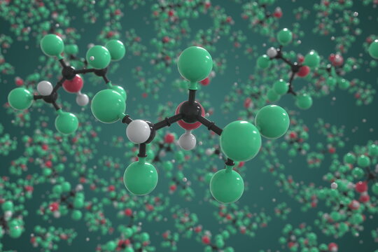 Hexafluoro-2-propanol molecule, ball-and-stick molecular model. Chemical 3d rendering
