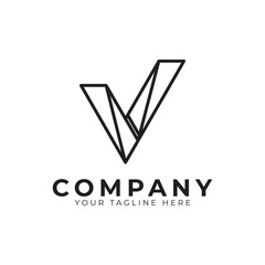 Initial Letter V line logo design. Geometric Line Style. Graphic alphabet symbol. Usable for Business and Branding Logos. Flat Vector Logo Design Ideas Template Element.