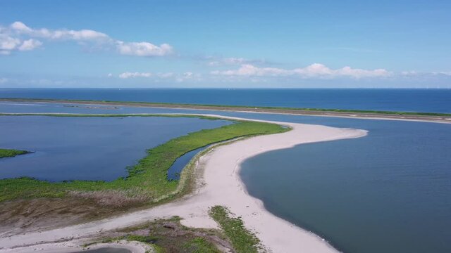 Artificial island Trintelzand, part of the Marker wadden, nature reserve made by man in the Netherlands