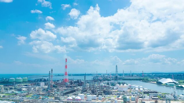 工場　タイムラプス　四日市コンビーナート