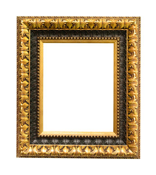 vertical wide gold and black wooden picture cutout