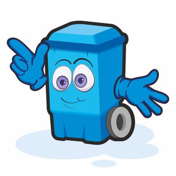 Trash Can Cartoon Character. Mascot Illustration Trash Can. Reuse recycling and keep clean concept.