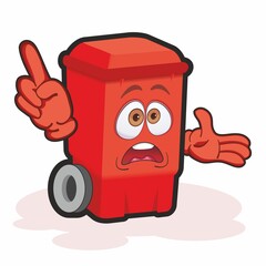 Trash Can Cartoon Character. Mascot Illustration Trash Can. Reuse recycling and keep clean concept.