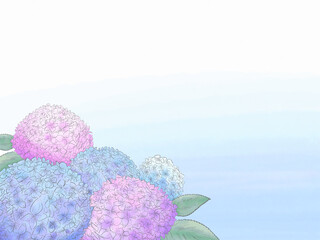 水彩風の紫陽花の背景
