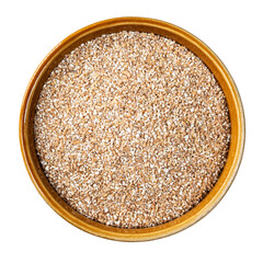 Poltavskaya wheat groats in round bowl cutout