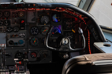Aircraft Cockpit of an old Airplanes - Vintage 
