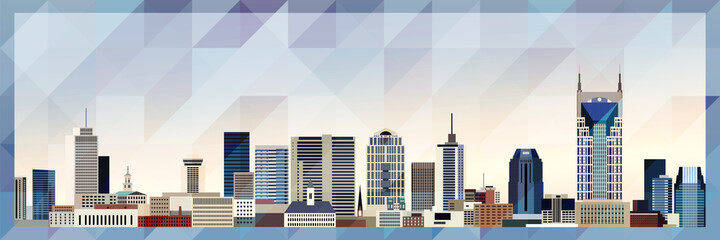 Nashville skyline vector colorful poster on beautiful triangular texture background © brichuas