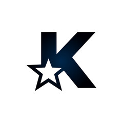 Letter K star logo. Usable for Winner, Award and Premium Logos.