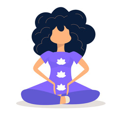 Illustration of lotus poses, June 21 international yoga day, girl meditates