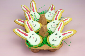 easter bunny cookies in a egg carton