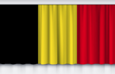 Flag of Belgium on silk curtain, stage performance event ceremony show illustration