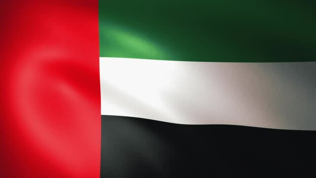 風にはためくUAE（アラブ首長国連邦）国旗のCGループ映像