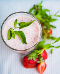 Milk cocktail with strawberry