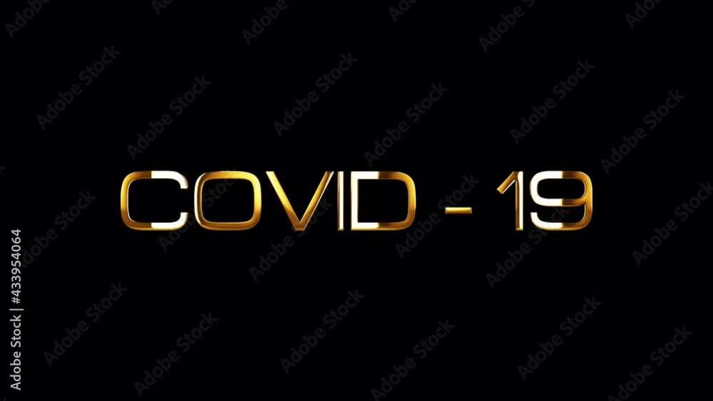 Poster covid-19 together we fight golden text with gold light shine loop animation. 4k 3d illustration titl