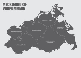 Mecklenburg-Vorpommern administrative map - obrazy, fototapety, plakaty