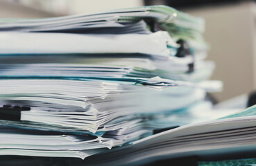 unfinished documents on office desk, Stack of business paper