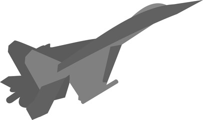 A flying plane is gray on a white background. Vector image.