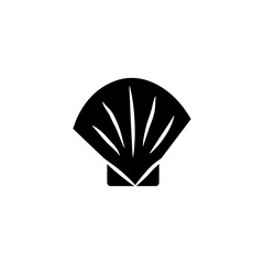 Sea river shell. Shellfish, mollusk. Creature, animal. Black silhouette. Cut template.