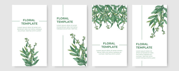 Fototapeta na wymiar Creative floral story cover design backgrounds vector. Minimal trendy style organic shapes pattern with copy space for text design for invitation, Party card, Social Highlight Covers and stories page