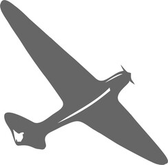 A flying plane is gray on a white background. Vector image.