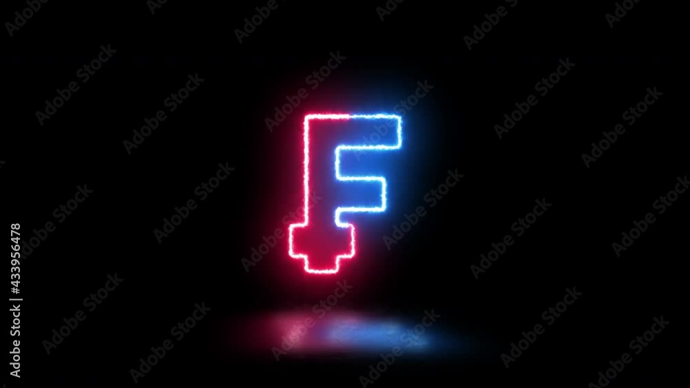 Aufkleber thin line neon symbol of swiss currency franc on a dark background with reflection on a floor. simpl
