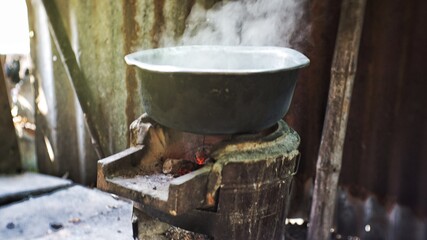 Basin set on stove