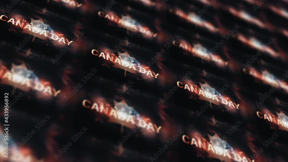 Poster happy canada day cinematic greeting title banner background concept. 4k 3d rendering seamless loop h